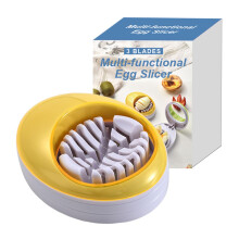 3 in 1 Egg Slicer Stainless Steel Cutter for Eggs and Fruits, Dishwasher Safe, Yellow