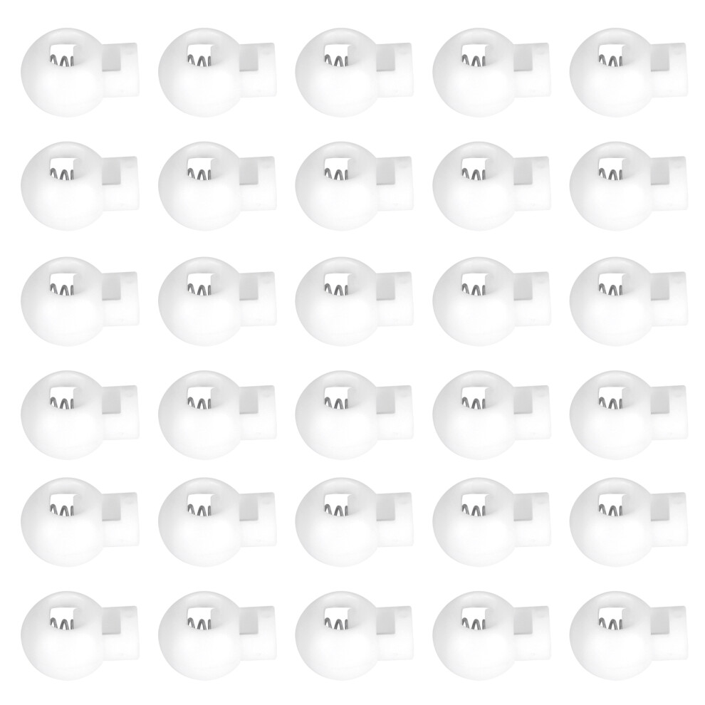 300Pcs White Ball Cord Locks Single Hole Spring Clip Rope Accessories 5081379523135