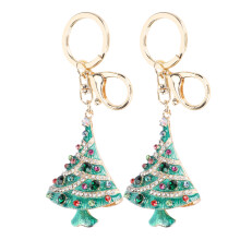 Porte-clés orné de strass, pendentif sapin de Noël 3D avec fermoir ajustable, breloque émaillée, accessoire de création de bijoux, emballage en