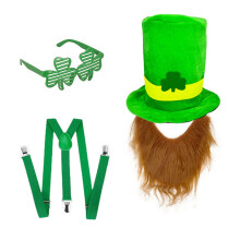 Patrick's Day Accessory Green Hat and Beard with Belt-Type D