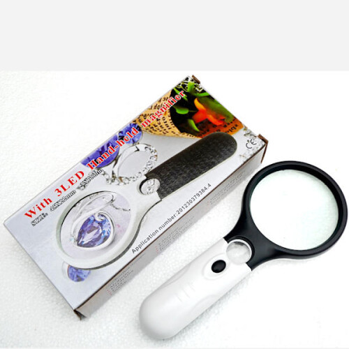 Magnifying glass with LED light 3X + 45X (Black/White) 2