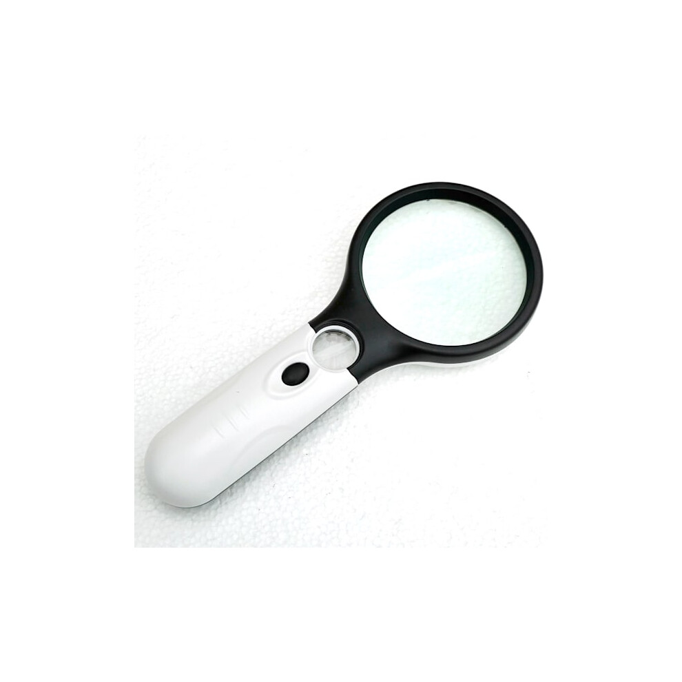 Light/Black/White Magnifying Glass With Led 3X + 45X (/White)
