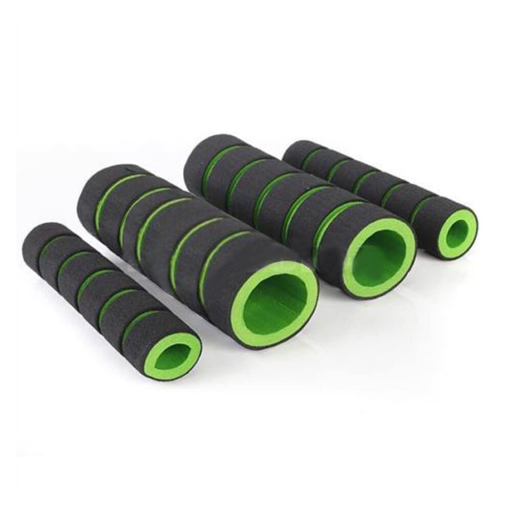 Motorcycle Handlebar Grips, 4Piece Universal Foam Grip Covers For Brake And Clutch Levers, Soft Sponge, And Black/Green 9199774652193