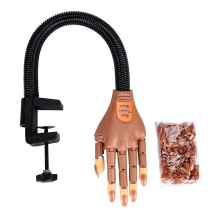 Nail Training Hand with Clamp, Realistic Flexible Practice Hand for Acrylic and Gel Nail Art
