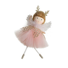 Elegant Angelic Antler Girl Hangings with Sequins Tulle-Pink
