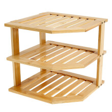 3 Tier Bamboo Corner Shelf Organizer for Kitchen Cabinet and Countertop SpaceSaving Storage