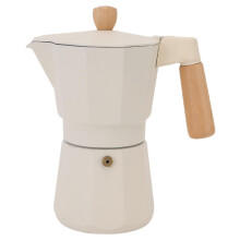 300ml Aluminum Moka Pot with Wooden Handle, Italian Stovetop Espresso Maker for Gas and Electric Stoves