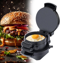 Commercial Electric Burger Waffle Maker, NonStick Aluminum Patty Maker Mold, DoubleSided Heating, Black
