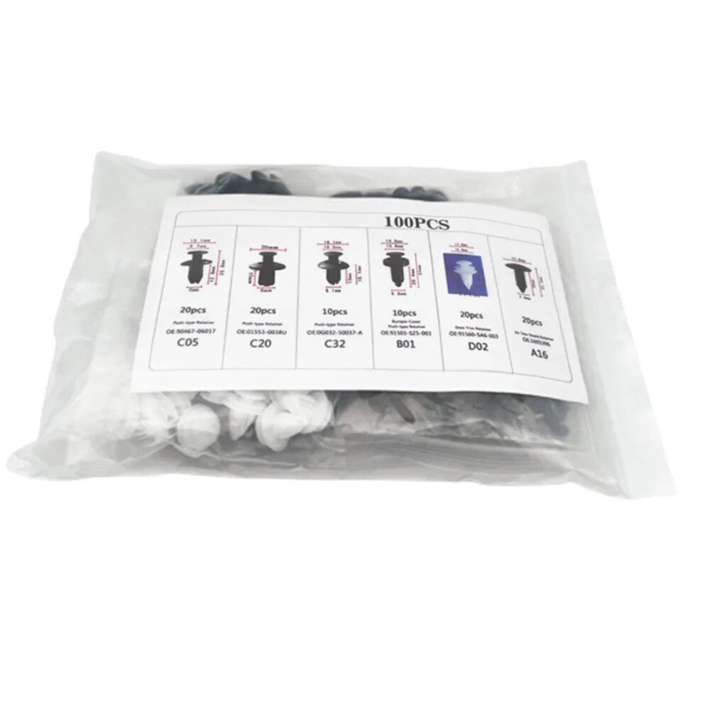100Pcs Car Retainer Clips Automotive Fastener Kit With Plastic Rivets For Fender And Door Trim 9094768898277