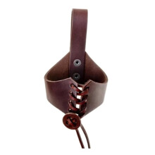 Leather Horn Mug Holder with Adjustable Belt Medieval Style Hands Leather Cup Holster for Travel