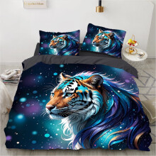 Duvet Cover Set 2/3 Piece Lightweight Quilt Cover With Pillowcase Black Blue Forest Animal Dream Catcher Wolf Tiger Lion 240x220cm