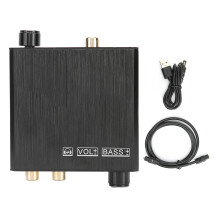 Noise Reduction DAC Converter with Volume Knob, Bass Adjustable Digital Audio Adapter for Headphone Amp and RCA Output, Anti Interference Metal Shell