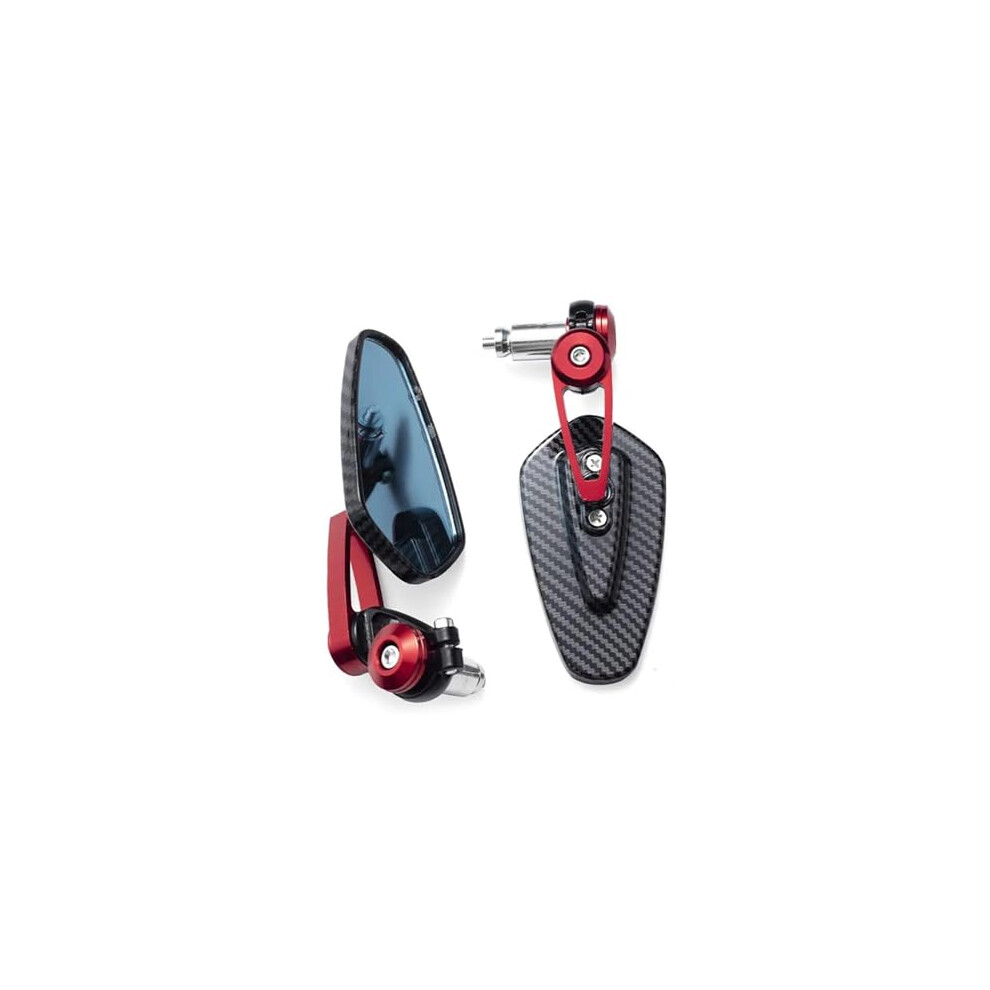 Motorcycle Bar End Mirrors With Carbon Fiber Pattern, Wide Visibility, Handlebar Rearview Red 9094768899922