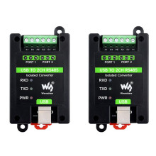 2X Waveshare Convertitore Isolato di  Industriale USB A 2 Canali RS485 FT2232HL con Supporto A Parete e Guida Din