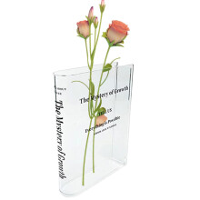 Acrylic Book Flower Vase Book Shaped Clear Vase Modern Acrylic Flower Stand Floral Display Container