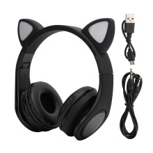 Niedliche Bluetooth-Kopfhörer im Katzen-Design, komfortables Falt-Design für einfachen Transport, blinkende LED-Lichter zur Beleuchtung Ihrer Welt