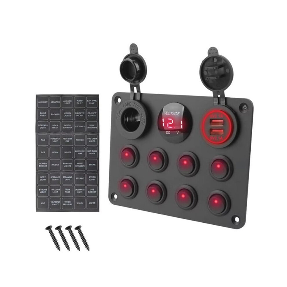 8 Gang Button Rocker Toggle Panel Usb Control For Car Truck Marine Boat Rv Atv Utv Caravan Circuit Breaker 6034191395687