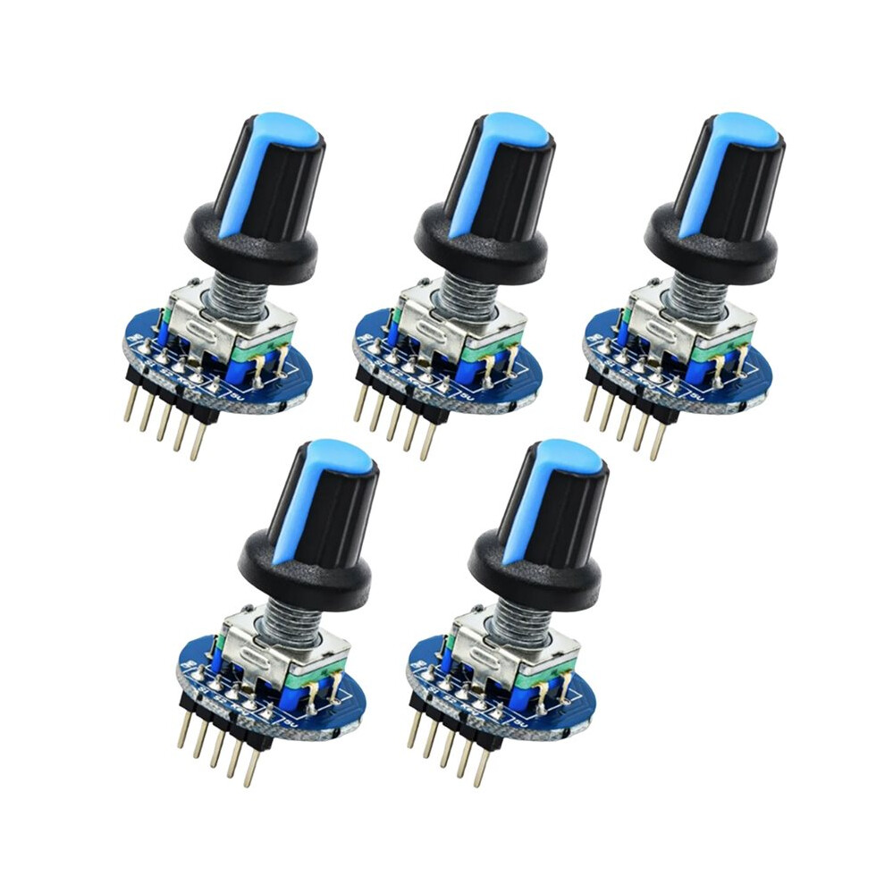 5Pcs Ec11 Rotary Encoder Module 5V Push Button 360 Degree Rotation For Diy Projects With Knob Cap 6031591886838