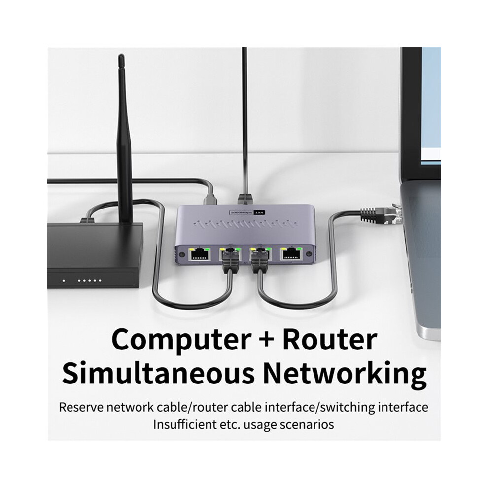 Gigabit Ethernet Splitter 1 To 4 1000Mbps Rj45 Lan Internet Splitter For Computer/Hub//Router/Digital Tv 6031337861198