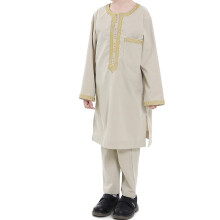 Arab Middle East Kaftan Kids Long Sleeve Muslim Robe Beige 120 Cm Abaya Dubai Ethnic Kaftan Prayer Clothing