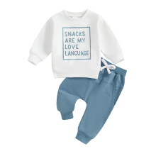 (2-3 Years, White) Ensemble bébé garçon : sweat-shirt manches longues col rond et pantalon de survêtement élastique.