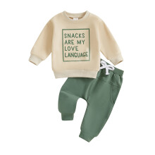 (2-3 Years, Green) Ensemble bébé garçon : sweat-shirt manches longues col rond et pantalon de survêtement élastique.