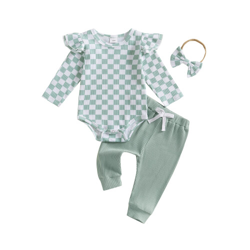 (9-12M, green) Completo autunnale per 3 pezzi.