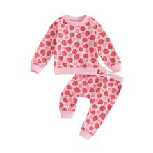 (2-3 Years, Pink) Herbstoutfit für Kleinkinder: 2-teiliges Set mit geblümtem Sweatshirt und langer Hose.