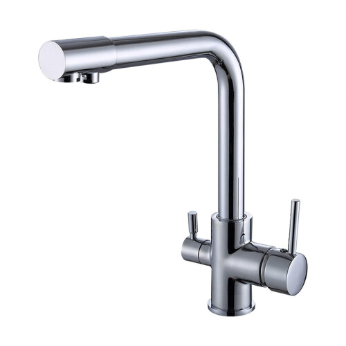 Faucet Kitchen Faucet, All Copper, Black Finish, Rotatable Spout, Double Handle, 1Hole Mount