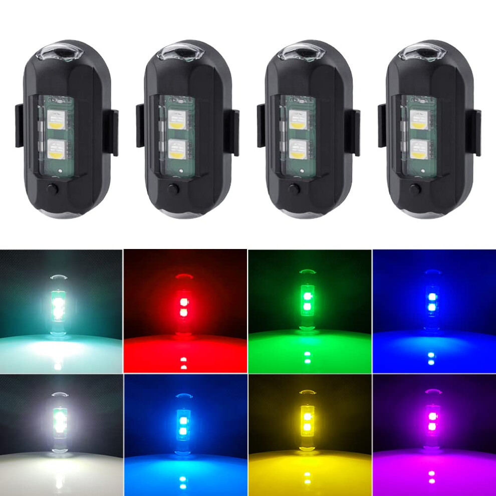 4Pcs Led Strobe Lights Usb Rechargeable Magnetic Mount 8 Colors For Drone Car Bike Motorcycle 9199774656962