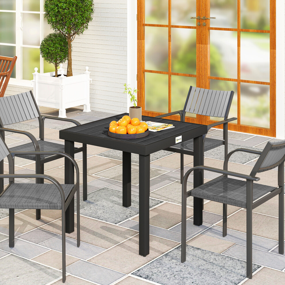 New Outsunny 78 Cm Garden Dining Table For 4, Square Outdoor Side Table, Black
