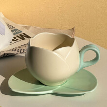Ceramic Tulip Coffee Mug with Saucer 300ml Elegant Flower Design Durable Tea Cup Set