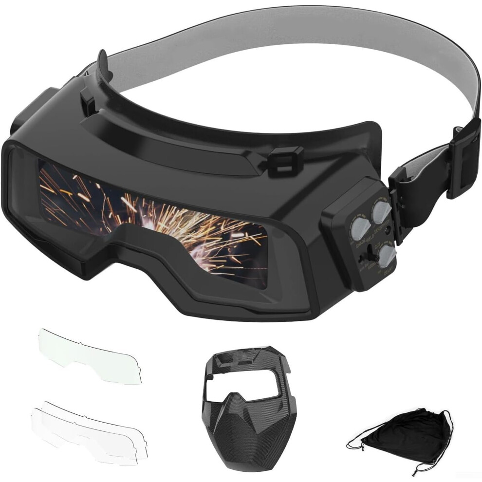 Auto Darkening Welding Glasses, Polycarbonate Lens, Ansi Z87.1, Reliable Eye Protection, Tig/Mig/Mma Compatible 9187378481769