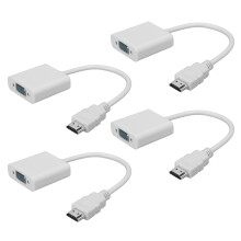 Built-In Active Ic Chip Laptop Converter, Additional Power Hdmi To Vga Adapter With True Color Performance For Compatible Devices, 4Pcs