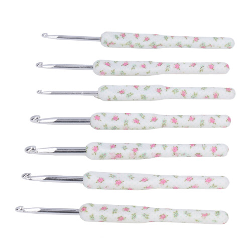 8 crochets en aluminium - fleurs blanches, 15,2 cm 2