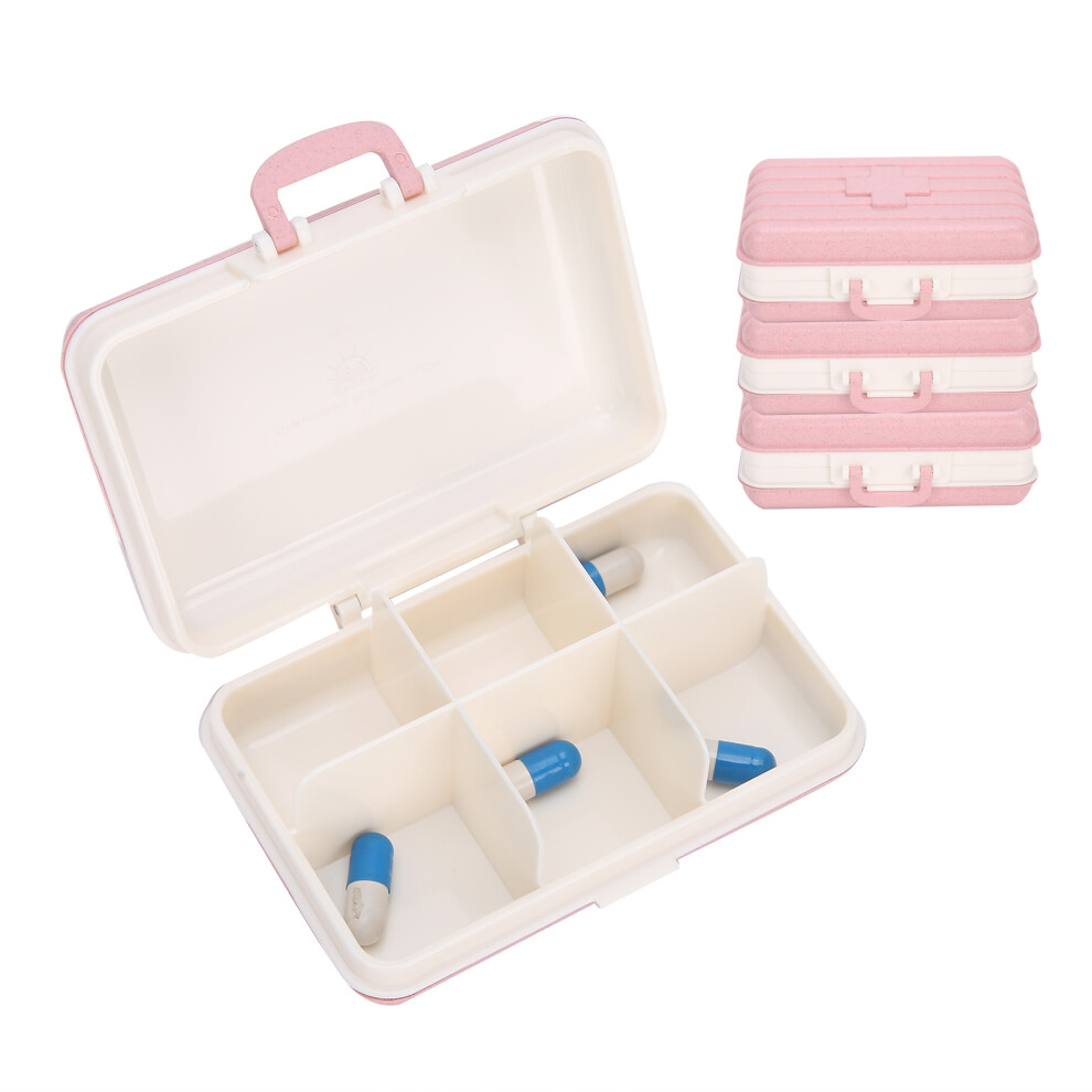 Pink 3Pcs 6ÂGrid Travel Medicine Case Portable Pill Organizer Storage