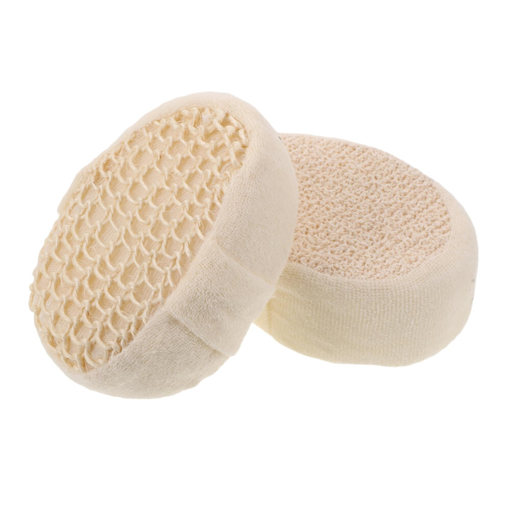 Sisal Bath Sponge and Natural Loofah Scrubber Set, Oval Exfoliating Pads for Shower and Cleaning