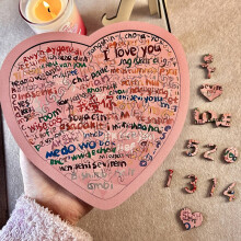 (Small) 100 Languages I Love You Wooden Heart DIY Assemble Set Valentine's Day Gift Couple Anniversary Decorative Surprise Present