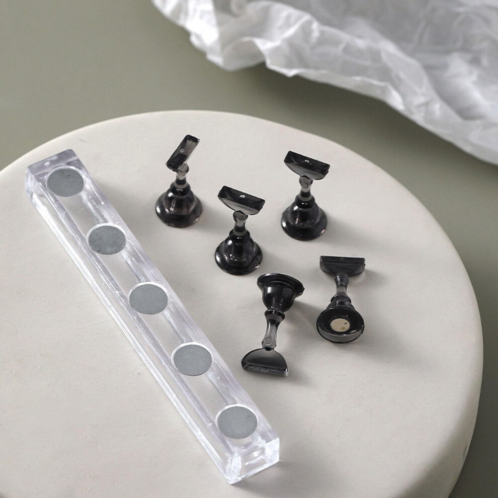 Acrylic Nail Stand with NonSlip Weighted Base, Magnetic Holder for Press On Nails Art Practice, Black