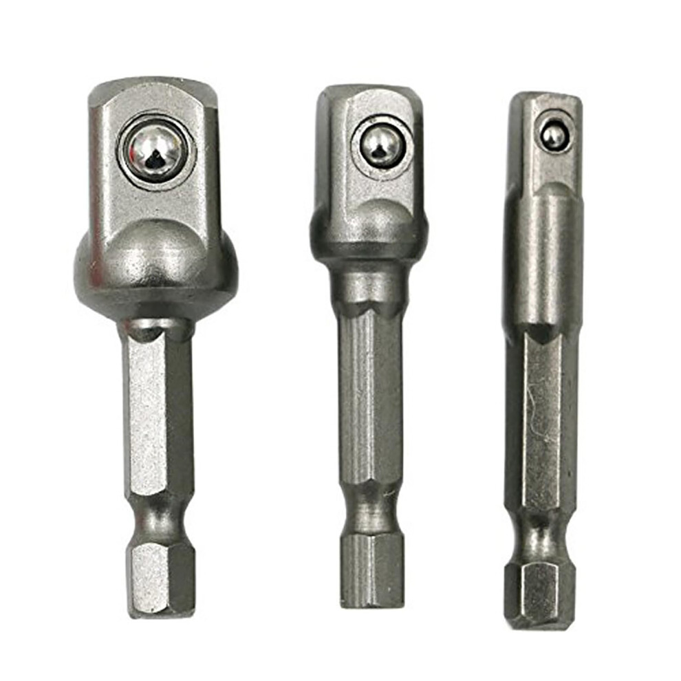 Drill Socket Adapter Set Of 3, Hex Shank Power Extension Bit Socket Adapters, 1/4Inch, 3/8Inch, 1/2Inch 9187378485781