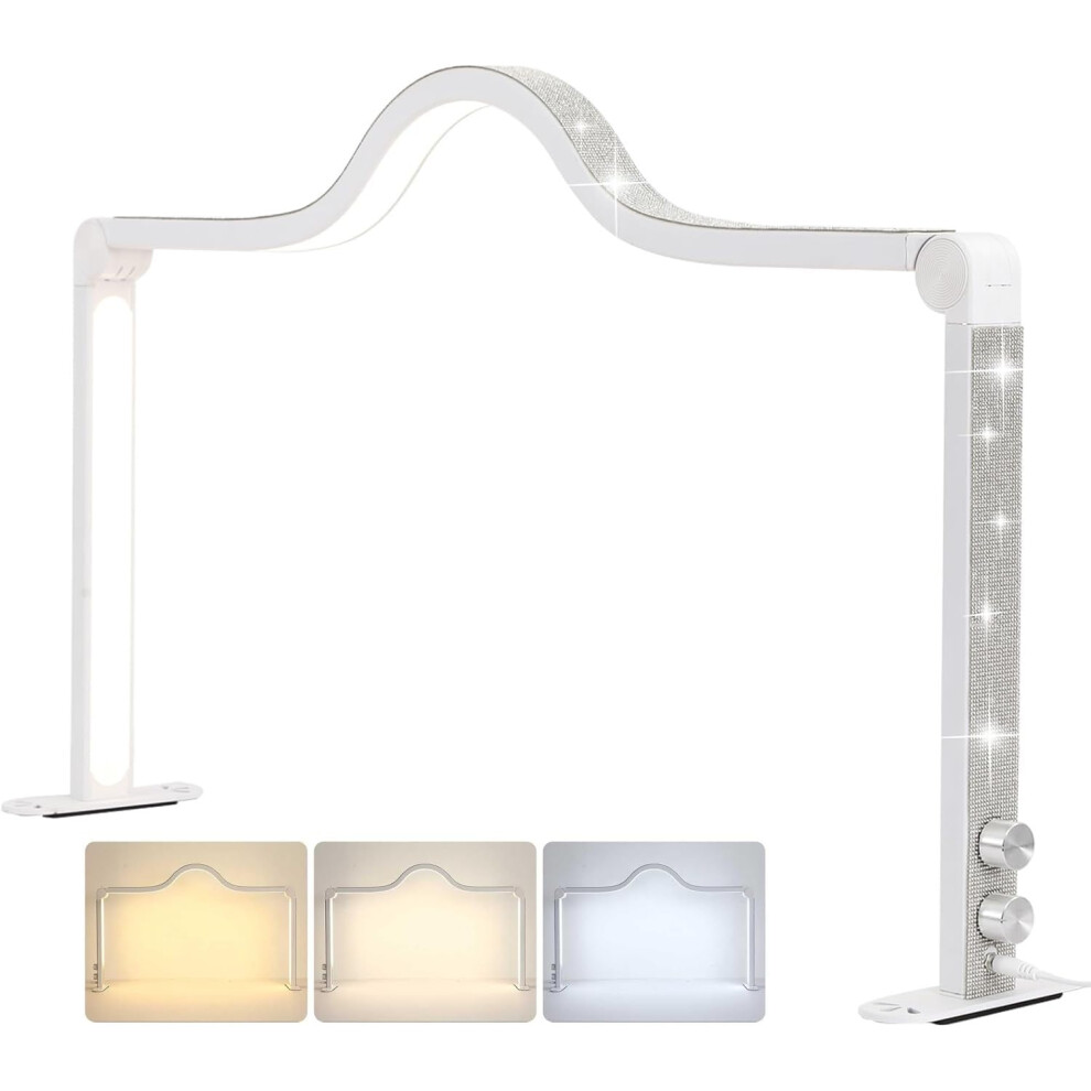 Professional Nail Desk Half Moon LED Lamp with Shadow Lighting and Adjustable Brightness