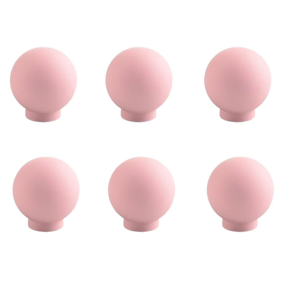 6Pcs 24Mm Pink Cabinet Pull Handles Ball Shape Drawer Knobs With Screws For Dresser And Cupboard 9199774658898