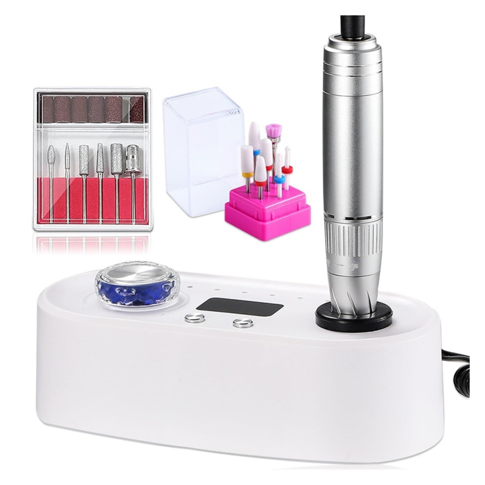 White Electric Nail Drill 40000Rpm With Lcd Display For Acrylic Nails Manicure Pedicure