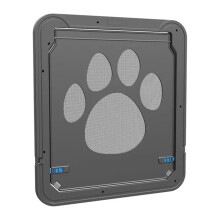 4Way Lockable Plastic Pet Door Big Dog Door For Screen Window Safety Flap Gates Fences Grey 41cm x 37cm