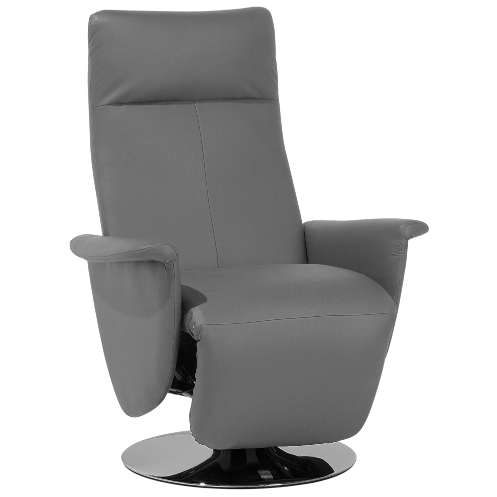 Recliner Chair PRIME with Footrest Faux Leather Grey