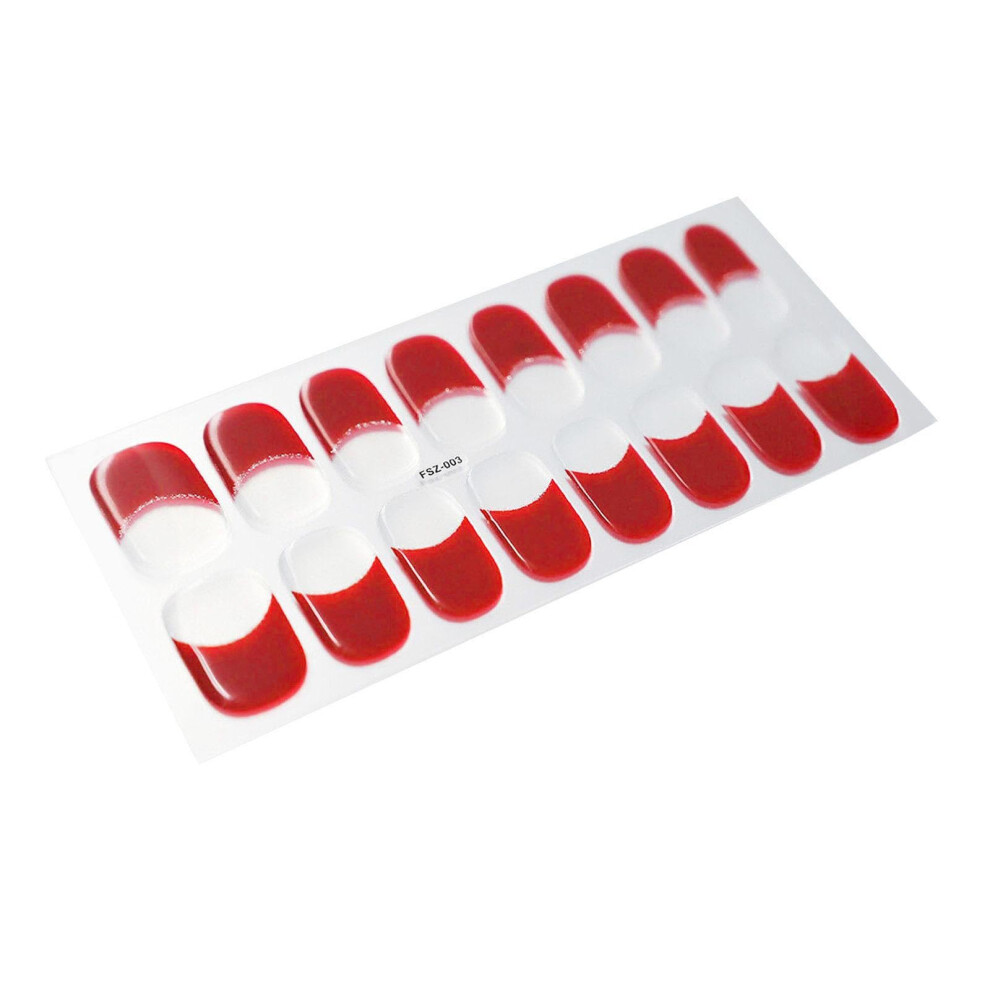 Red Semi Cu Gel Nail Wraps Glossy Long Lasting Salon Style Gel Nail Polish Strips