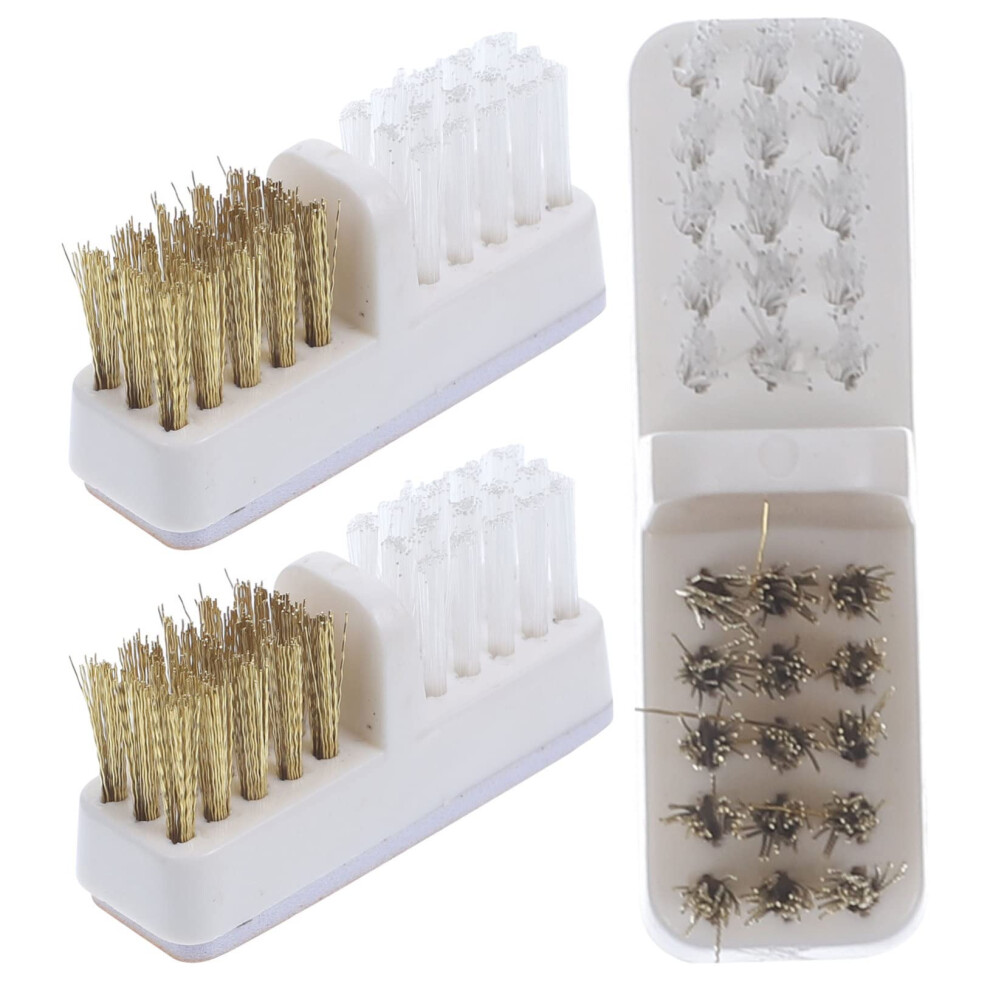 Nail Drill Bit Cleaning Brush Set 3pcs Copper Wire for Easy Nail Dust Removal and Salon DIY Use