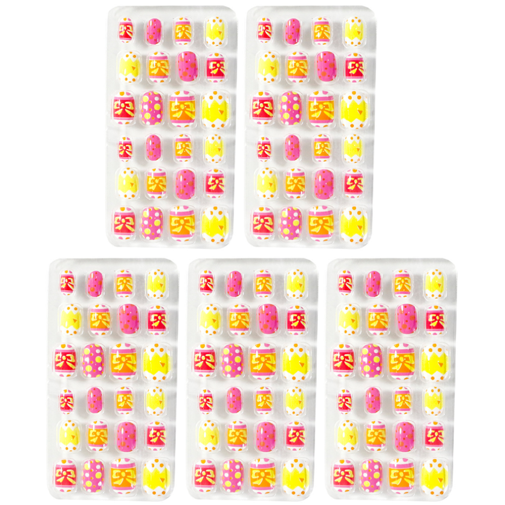 Non Toxic Press On Nails for Kids, Cute Patterns Artificial Nail Tips Easy to Apply Assorted Sizes, Durable and Reusable, Perfect For Professional Or
