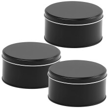 Matte Black Round Cookie Tins with Lids, 4.7x2.4 Inch Metal Storage Containers for Gifts