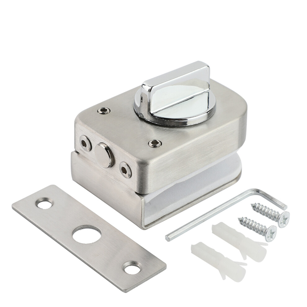 Double Bolt Security Lock, Stainless Steel Glass Door Lock, 10-12Mm Thickness Fit, Non-Toxic Material, Complete Accessories For Simple Installation, 9138057483741